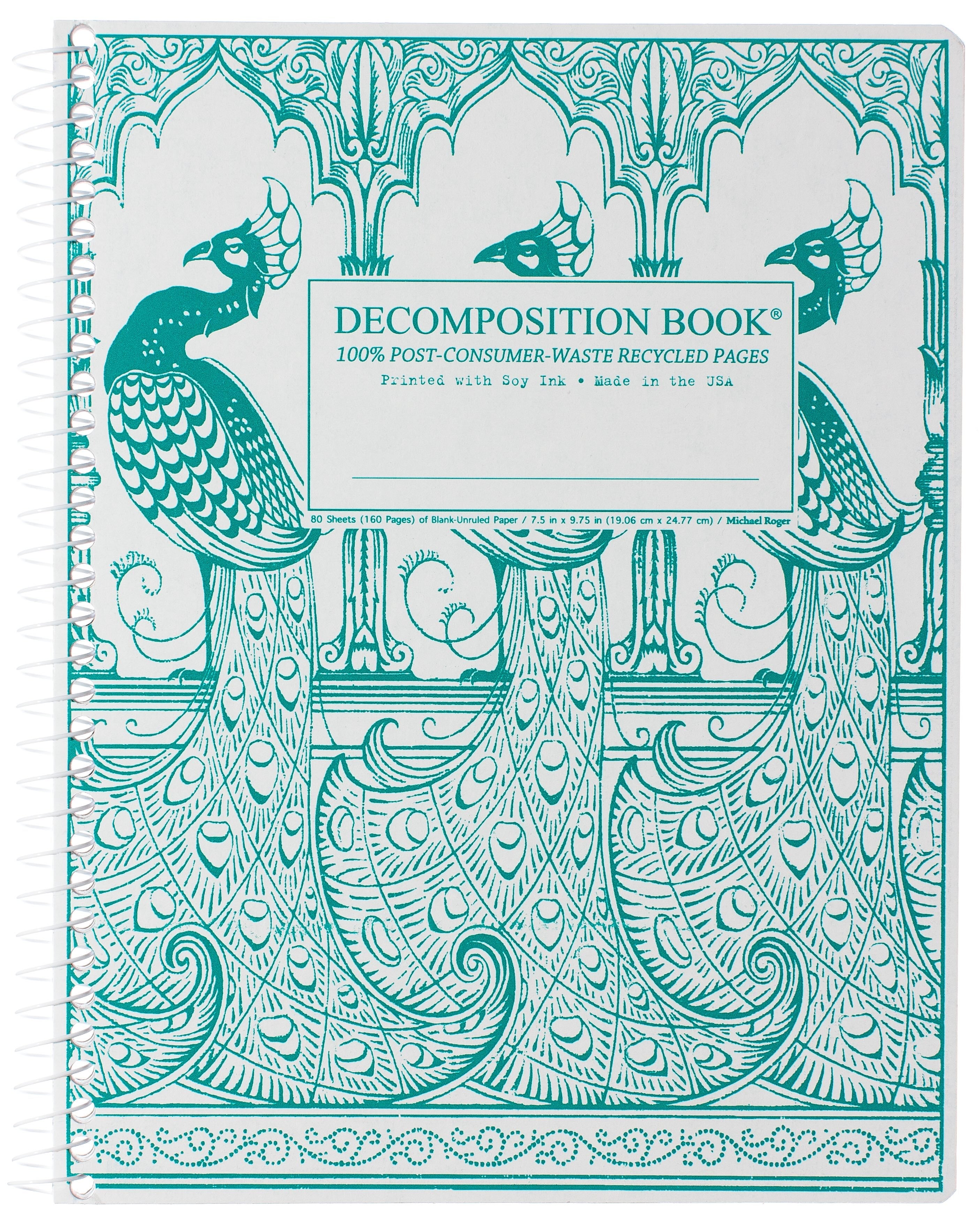 Notebook with a peacocks design