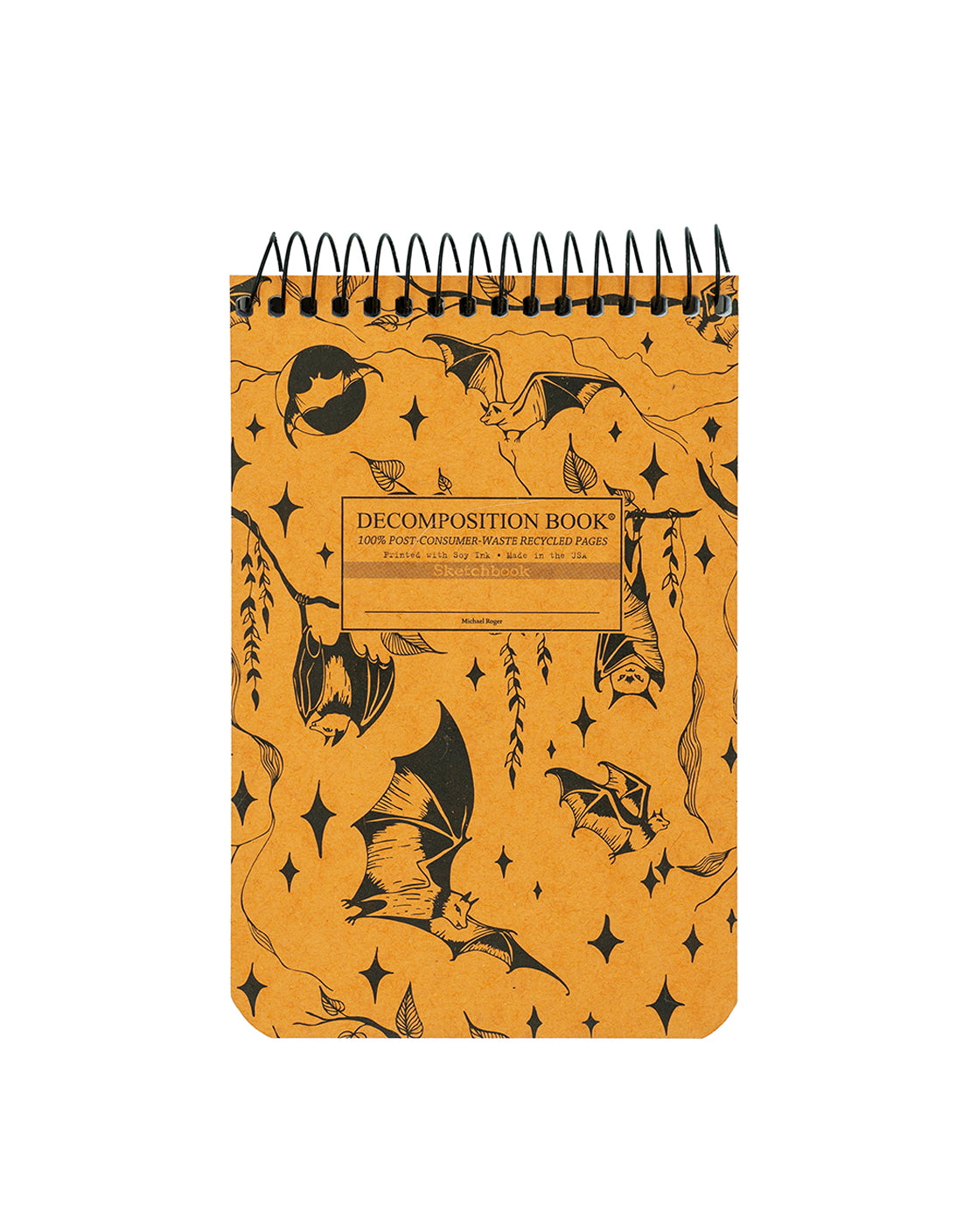 Small topbound spiral notebook featuring a bats theme