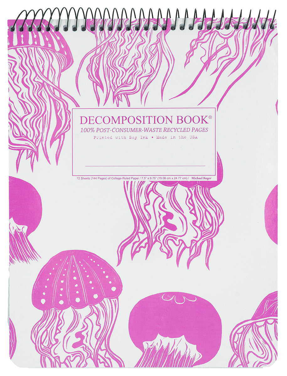 Notebook with jellyfish pattern on a white background