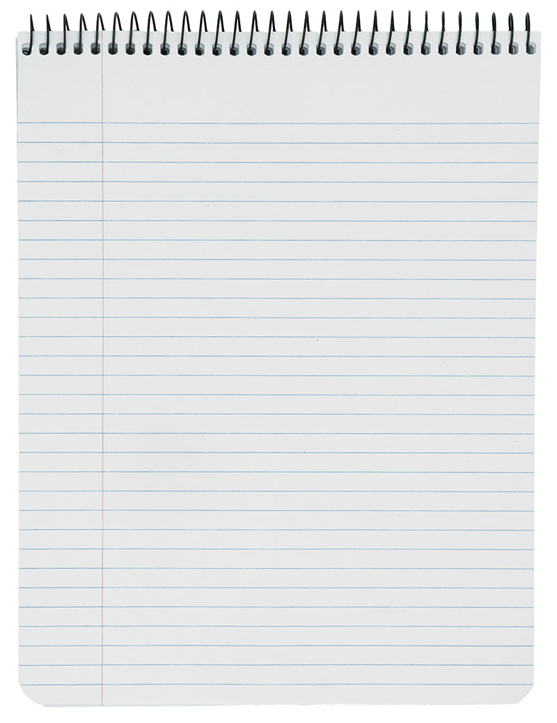 Blank notebook with lined pages on a white background