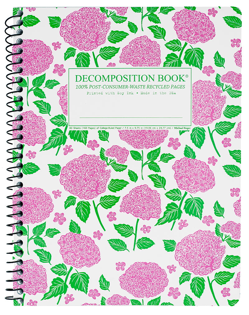 Notebook with pink floral design on a white background