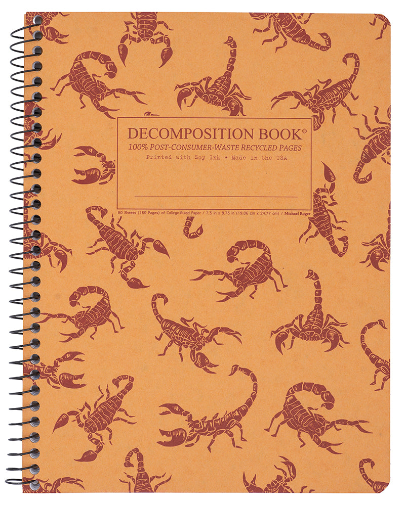 Notebook with scorpion pattern on a beige background