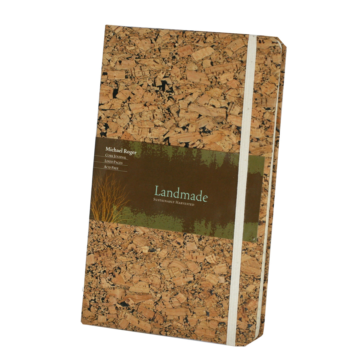 Cork-wrapped journal cover, medium size, lined pages