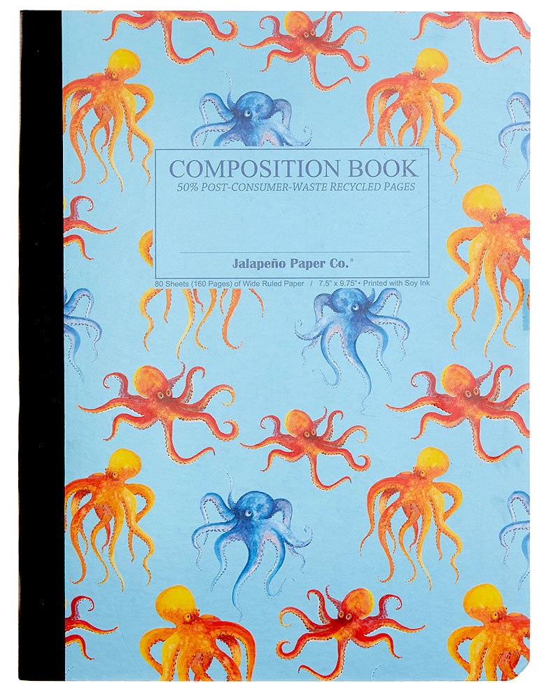 Octopus Composition Book (Wide Ruled Pages)